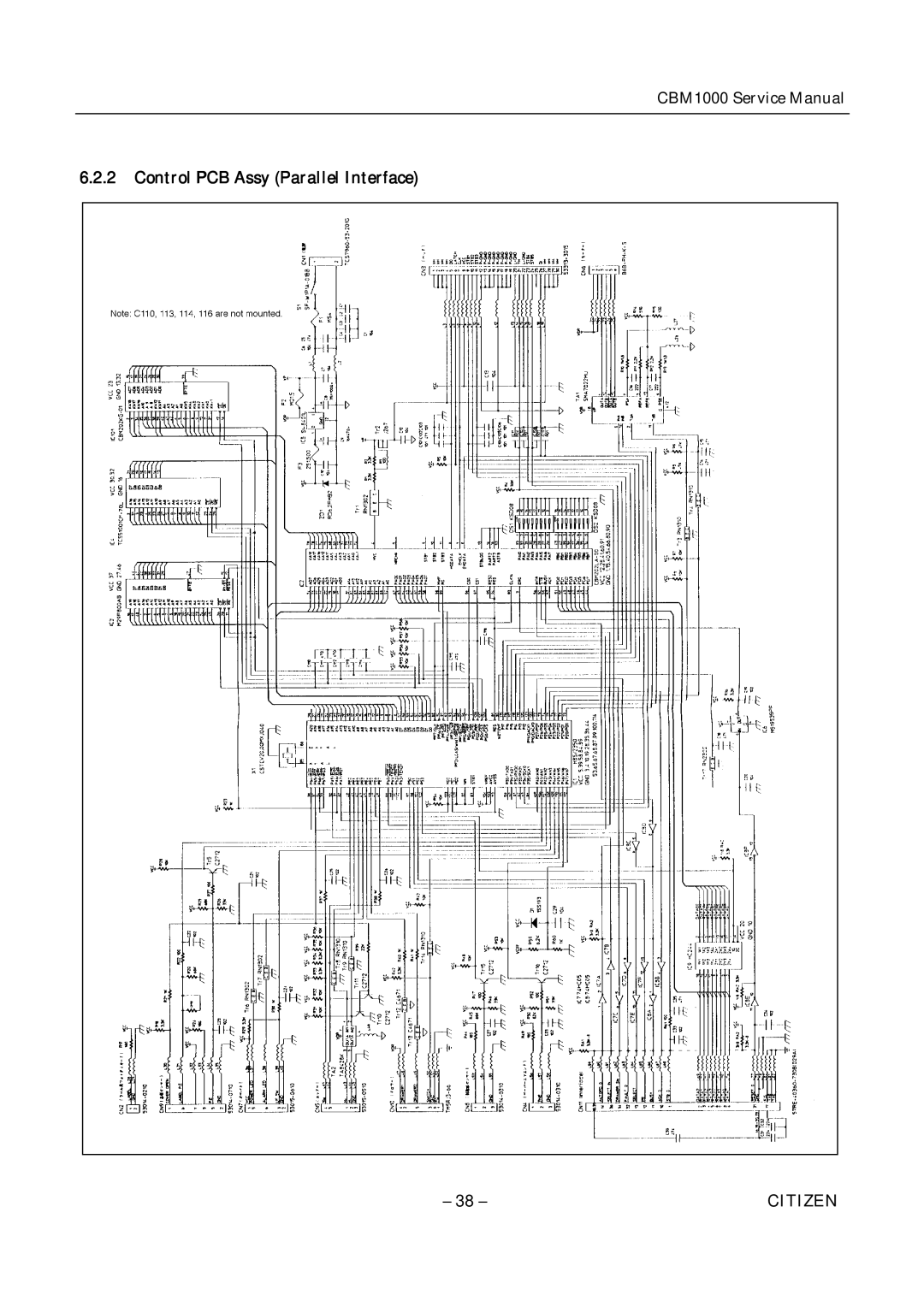 Citizen CBM1000 service manual Control PCB Assy Parallel Interface 