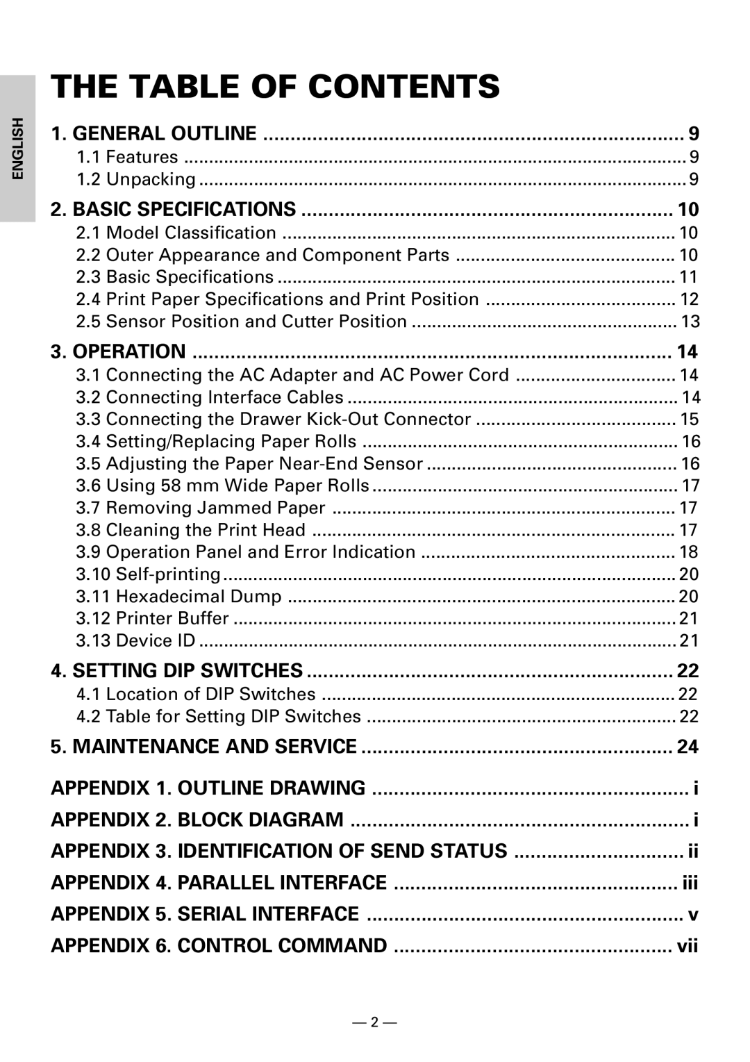 Citizen CBM1000II user manual Table of Contents 