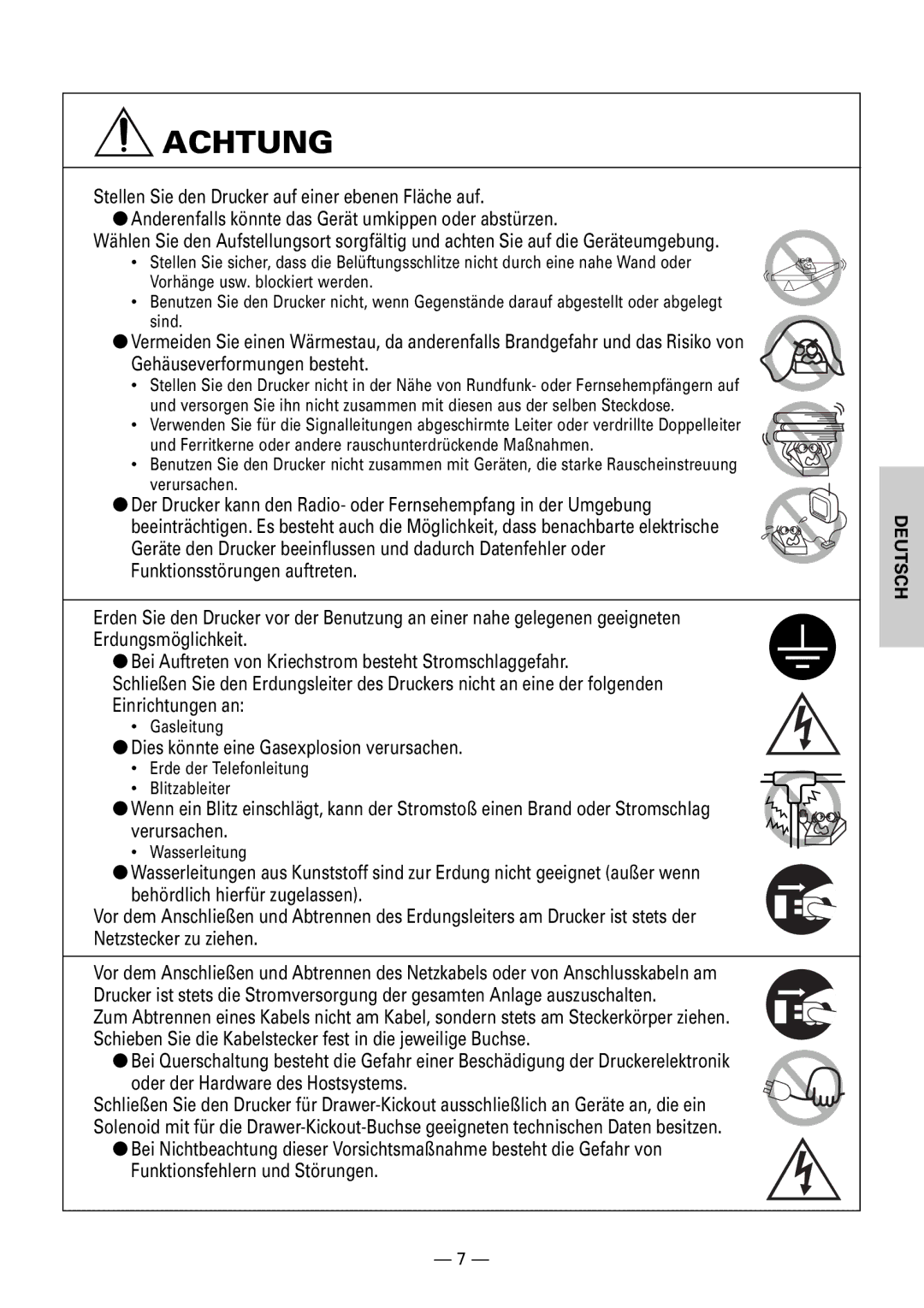 Citizen CBM1000II user manual Dies könnte eine Gasexplosion verursachen 