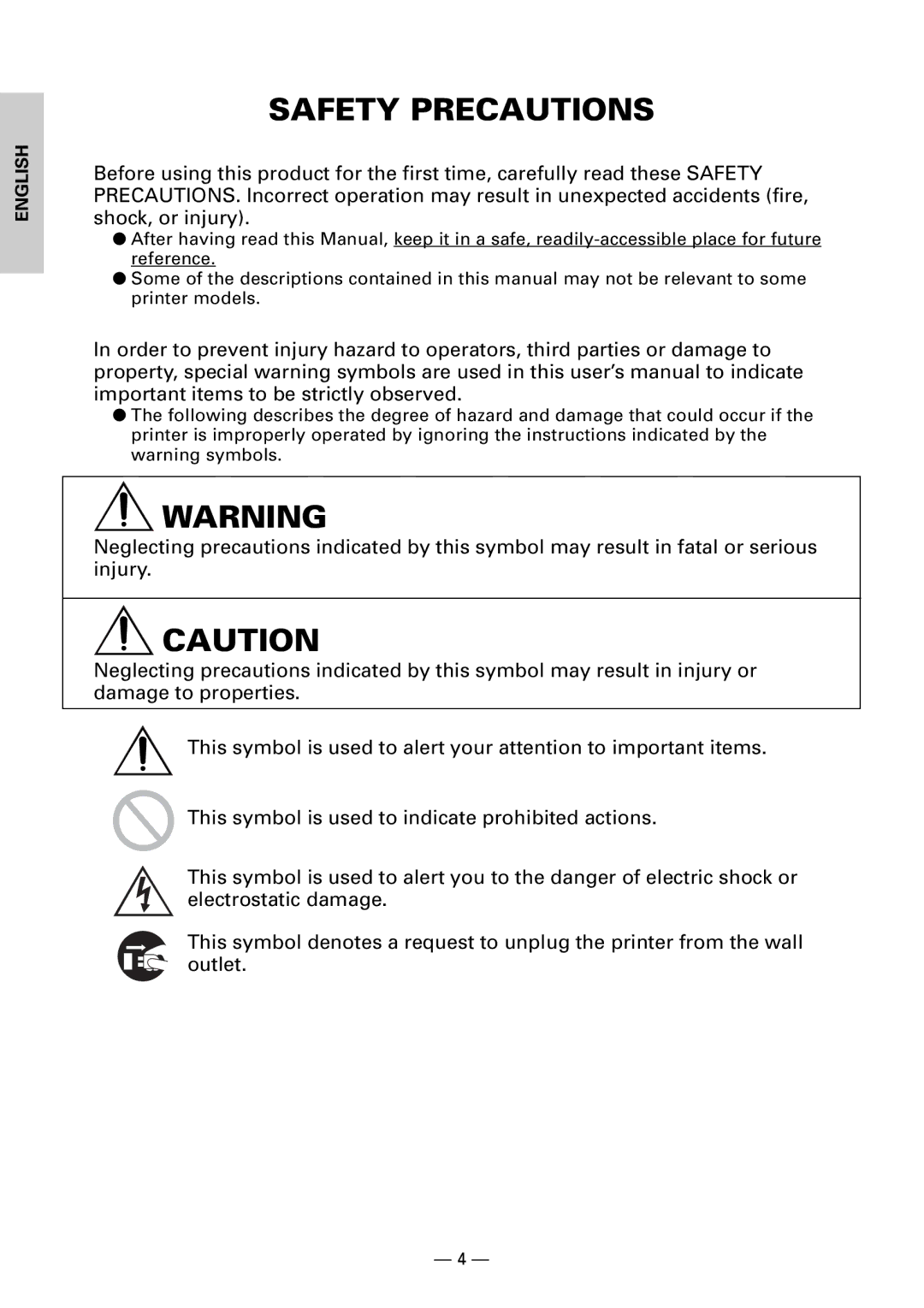 Citizen CBM1000II user manual Safety Precautions 