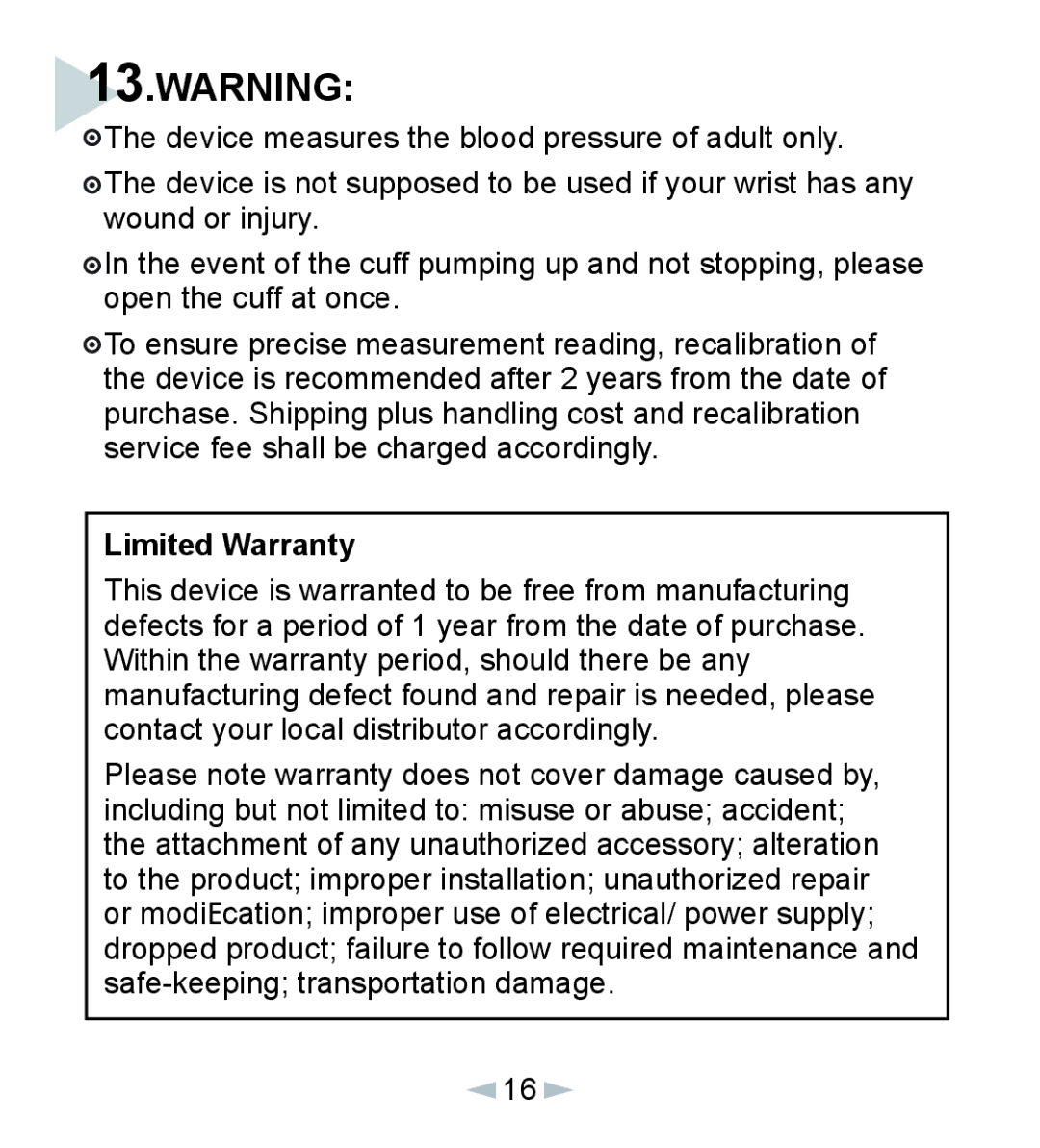 Citizen ch-17 manual Limited Warranty 