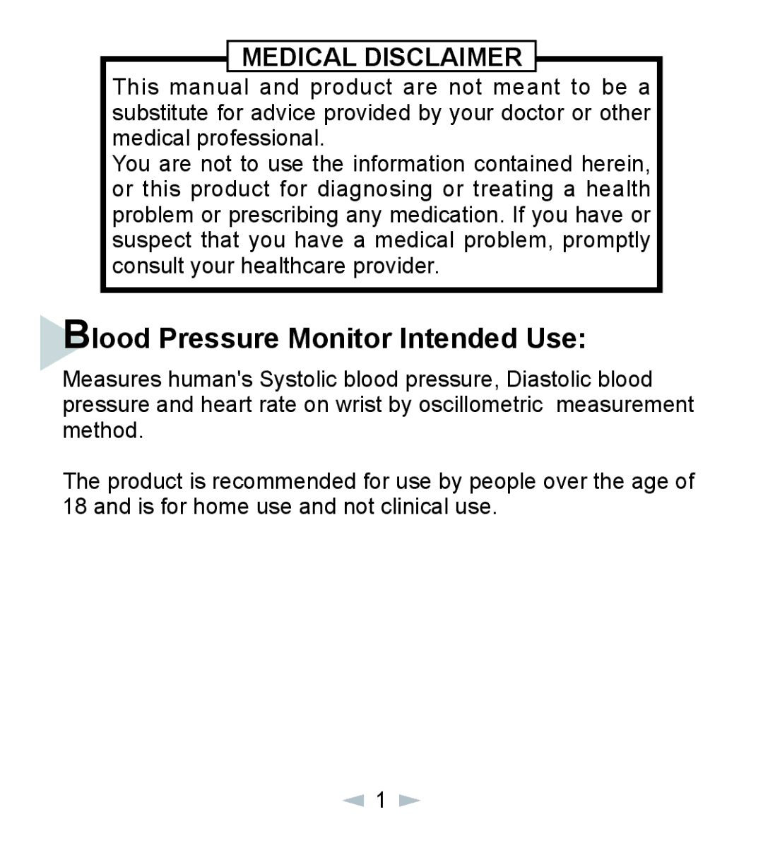 Citizen ch-17 manual Blood Pressure Monitor Intended Use, Medical Disclaimer 