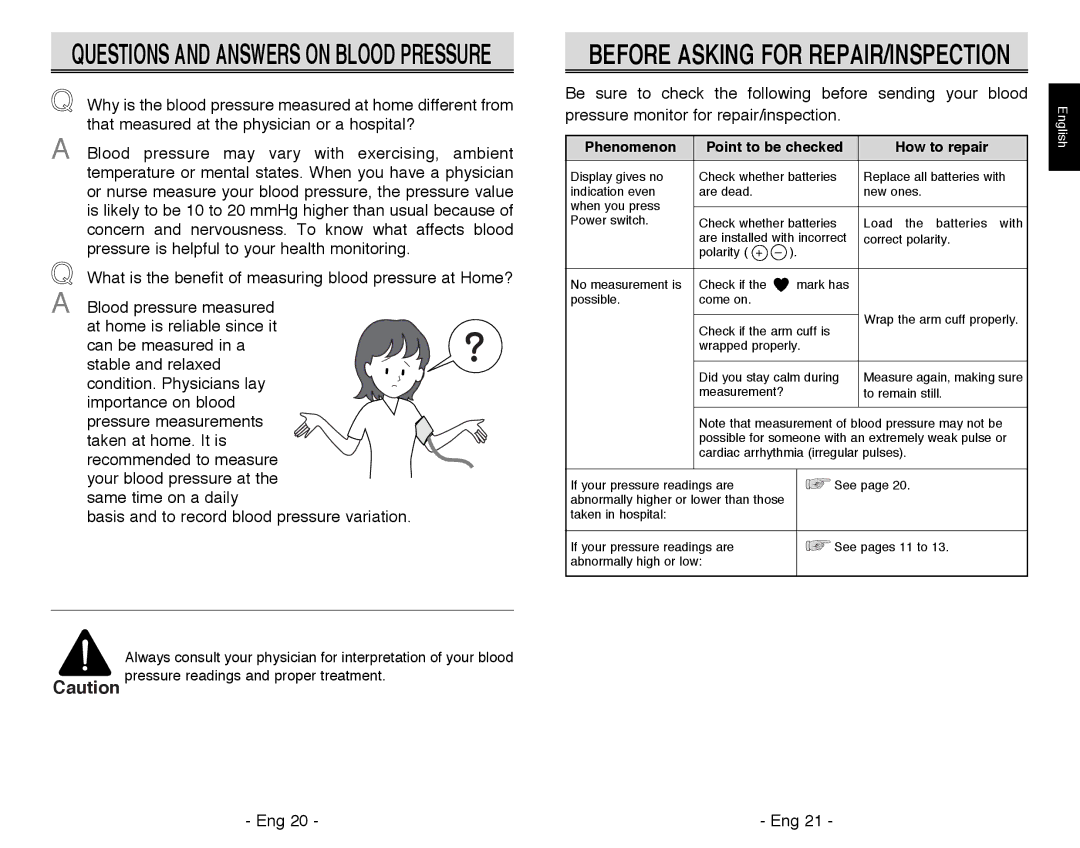 Citizen REF CH-311B instruction manual Before Asking for REPAIR/INSPECTION 