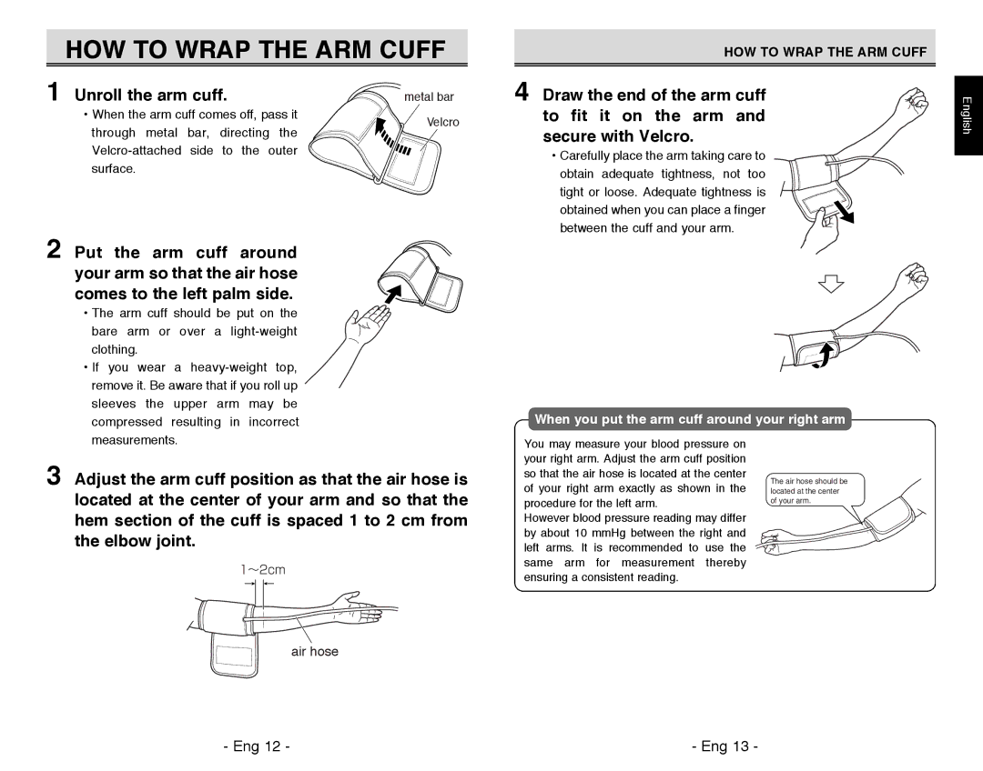 Citizen REF CH-311B instruction manual HOW to Wrap the ARM Cuff, Unroll the arm cuff 