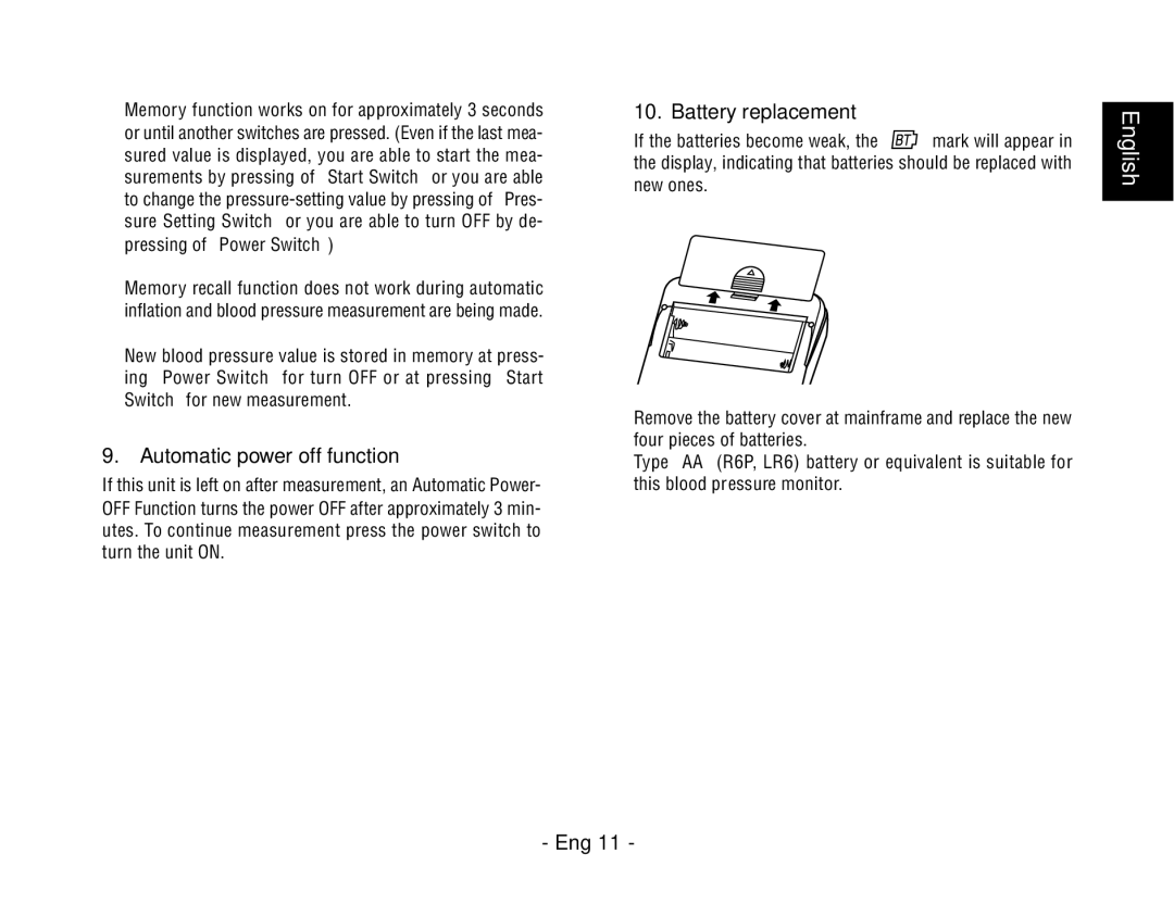 Citizen CH-403C instruction manual Automatic power off function, Battery replacement 