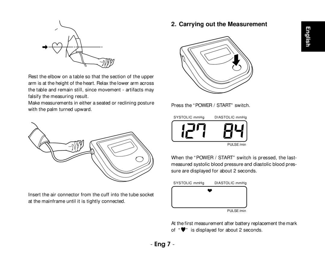 Citizen CH-432B instruction manual Carrying out the Measurement English 