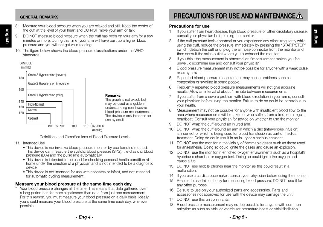 Citizen CH-452 instruction manual Precautions for use, Español English Português, Deutsch Português, Français 中文 Italiano 