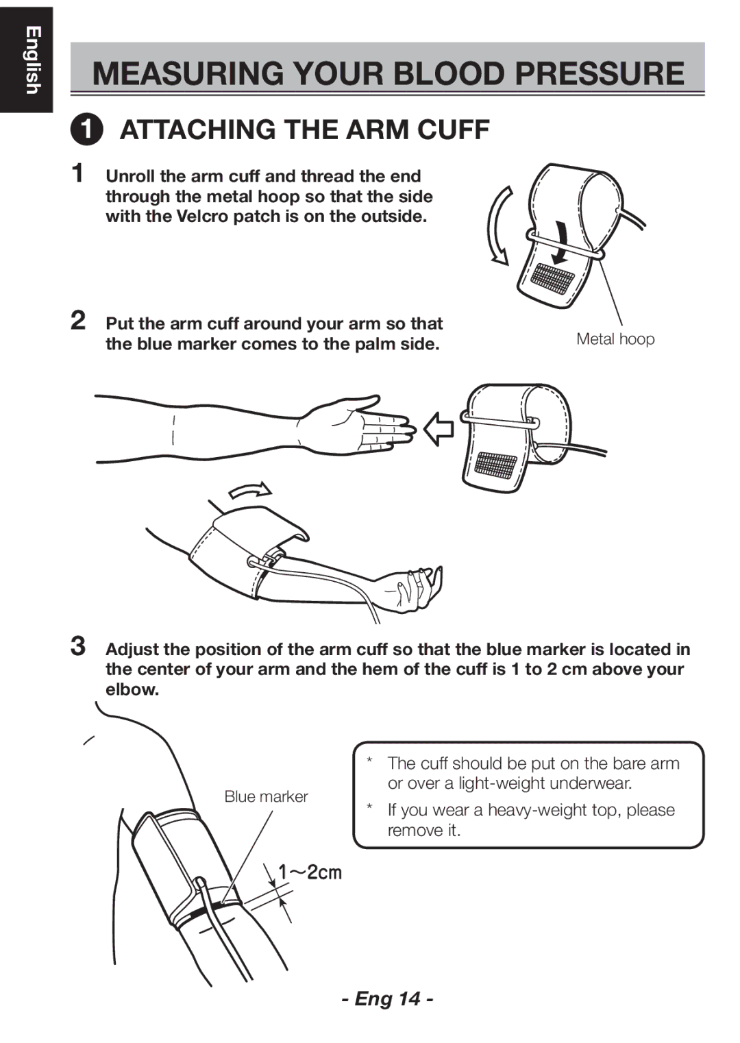 Citizen CH-461C instruction manual Measuring Your Blood Pressure, Attaching the ARM Cuff 