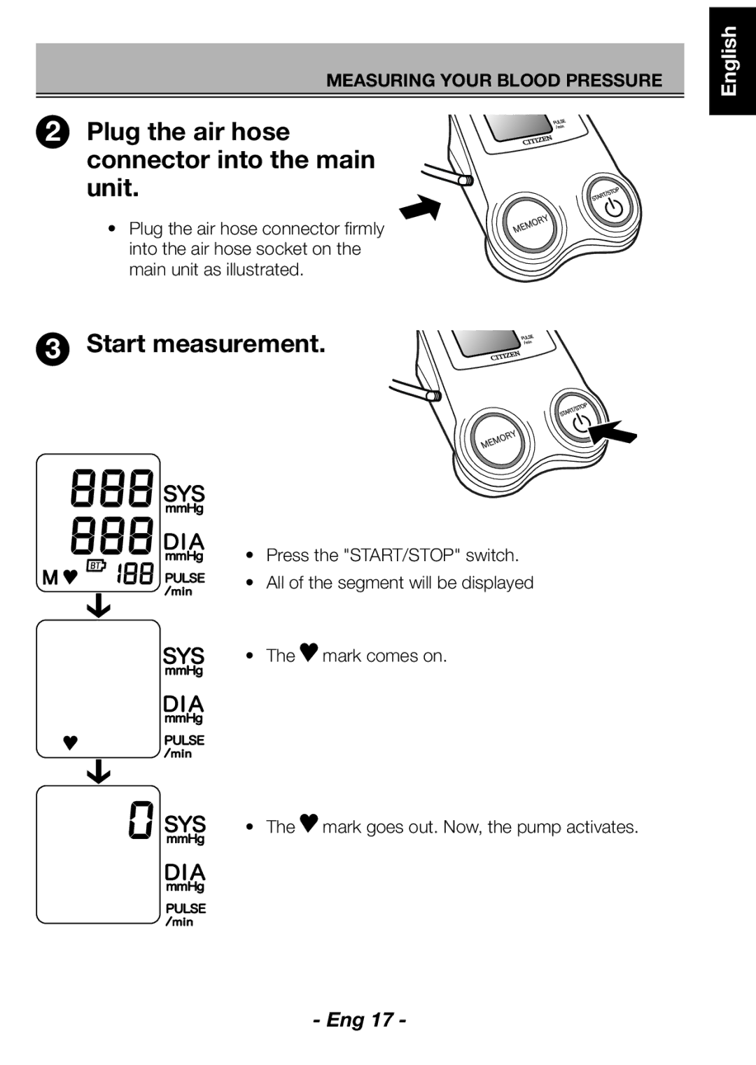 Citizen CH-461C instruction manual Plug the air hose connector into the main unit 