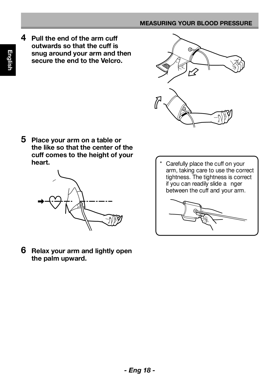 Citizen CH-462E instruction manual Relax your arm and lightly open the palm upward 