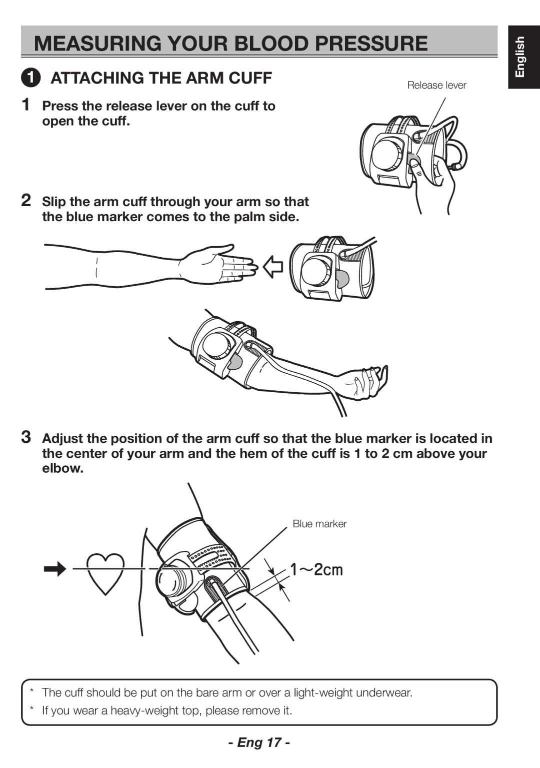 Citizen CH-463E instruction manual Measuring Your Blood Pressure, Attaching the ARM Cuff 