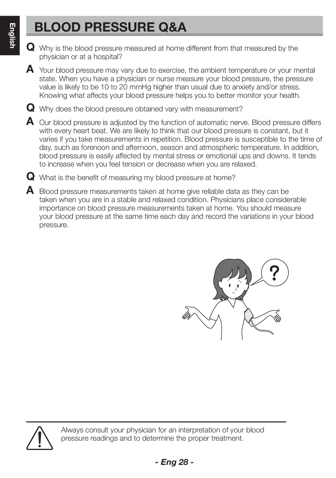 Citizen CH-463E instruction manual Blood Pressure Q&A 