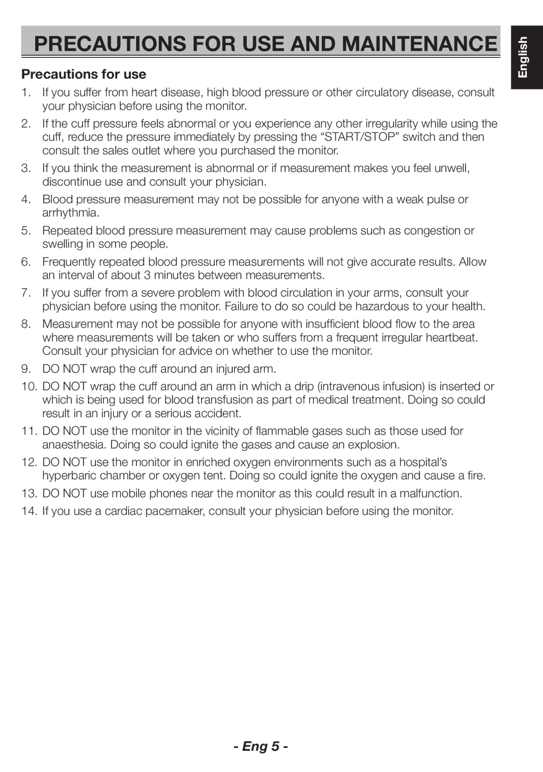 Citizen CH-463E instruction manual Precautions for USE and Maintenance, Precautions for use 