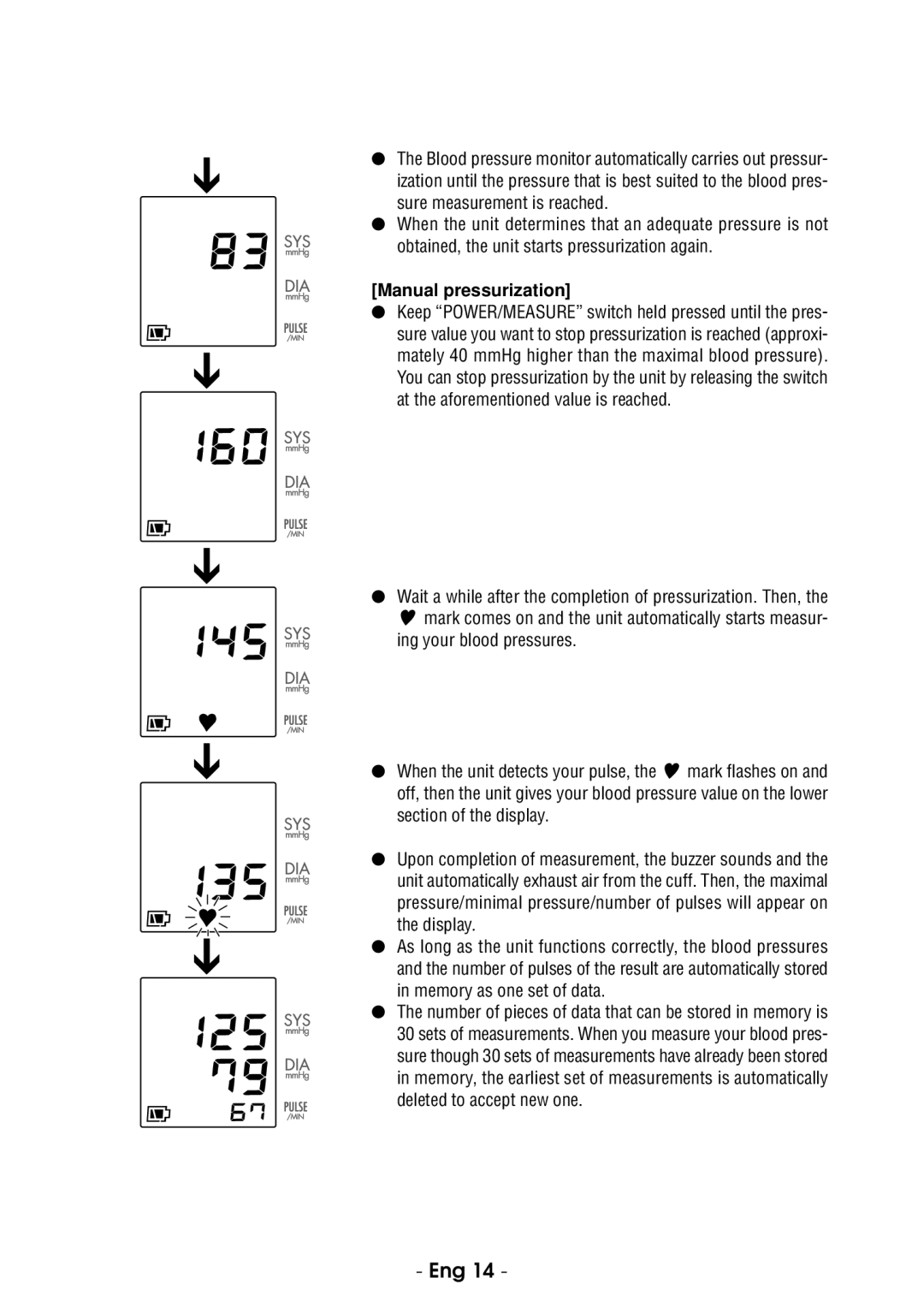 Citizen CH-485E instruction manual Manual pressurization 