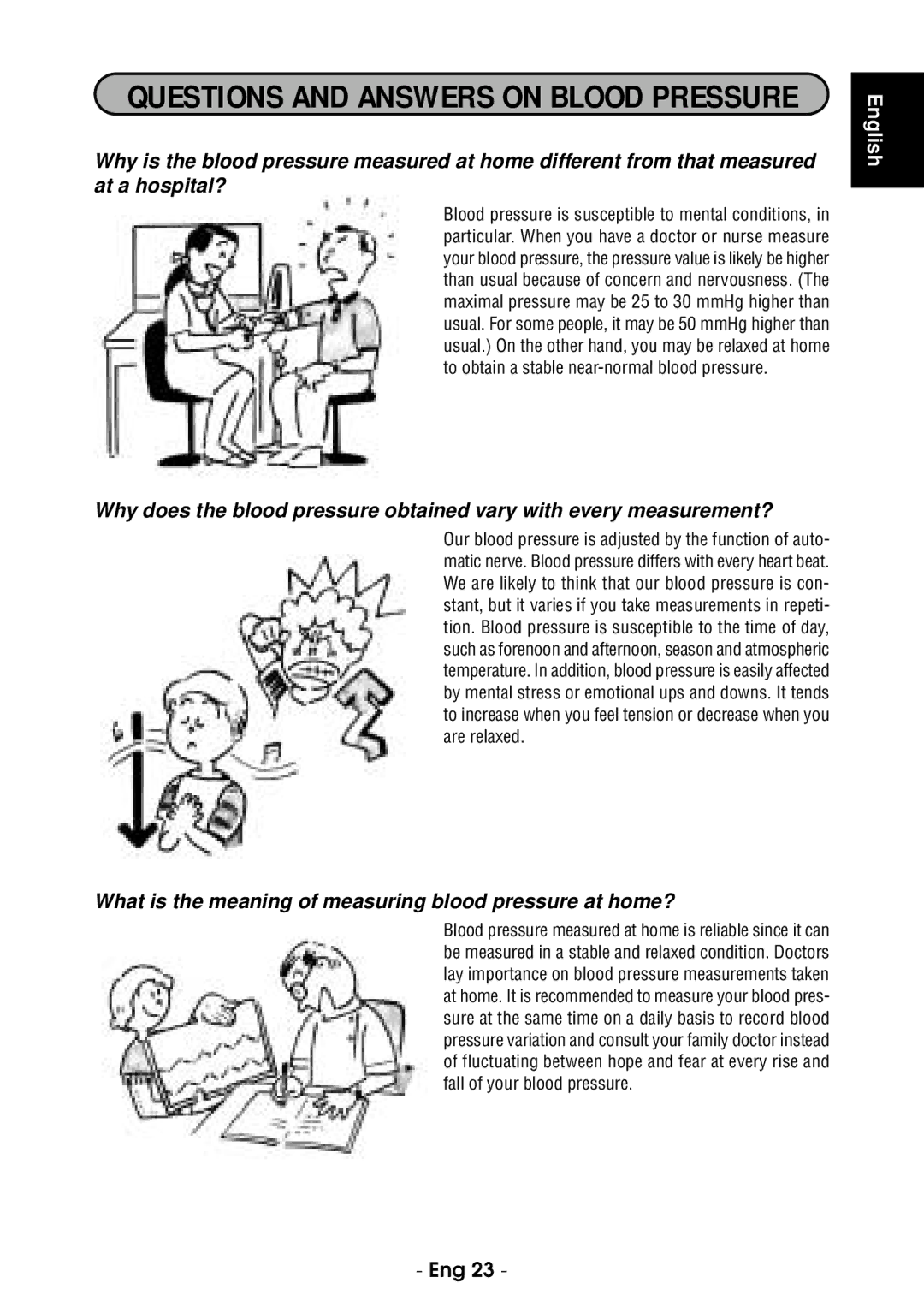 Citizen CH-485E instruction manual Questions and Answers on Blood Pressure 