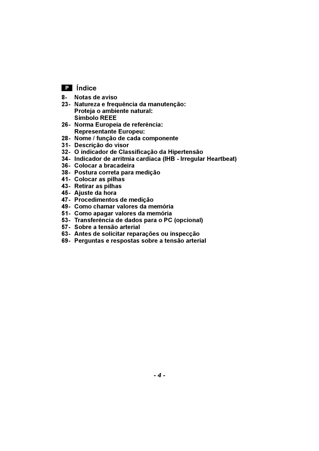 Citizen CH-608 instruction manual Índice, Notas de aviso, Símbolo Reee 