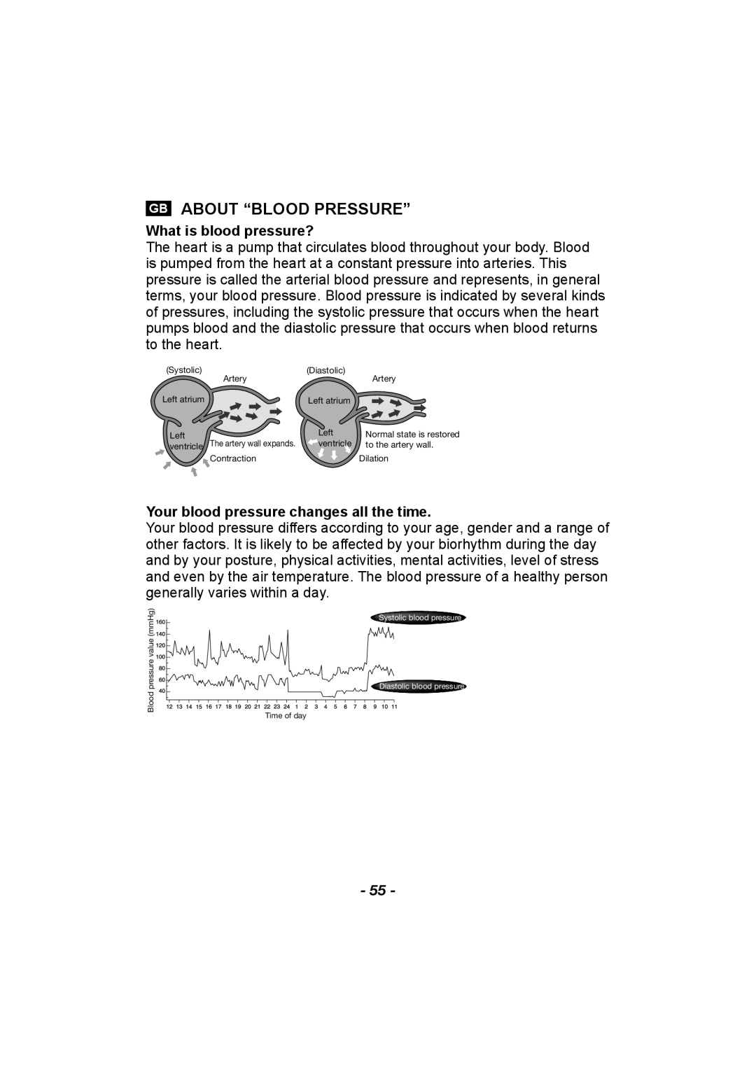 Citizen CH-608 GB about Blood Pressure, What is blood pressure?, Your blood pressure changes all the time 