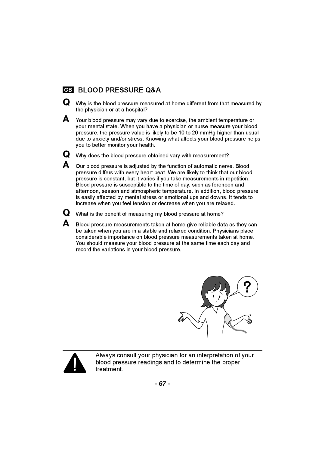 Citizen CH-608 instruction manual GB Blood Pressure Q&A 