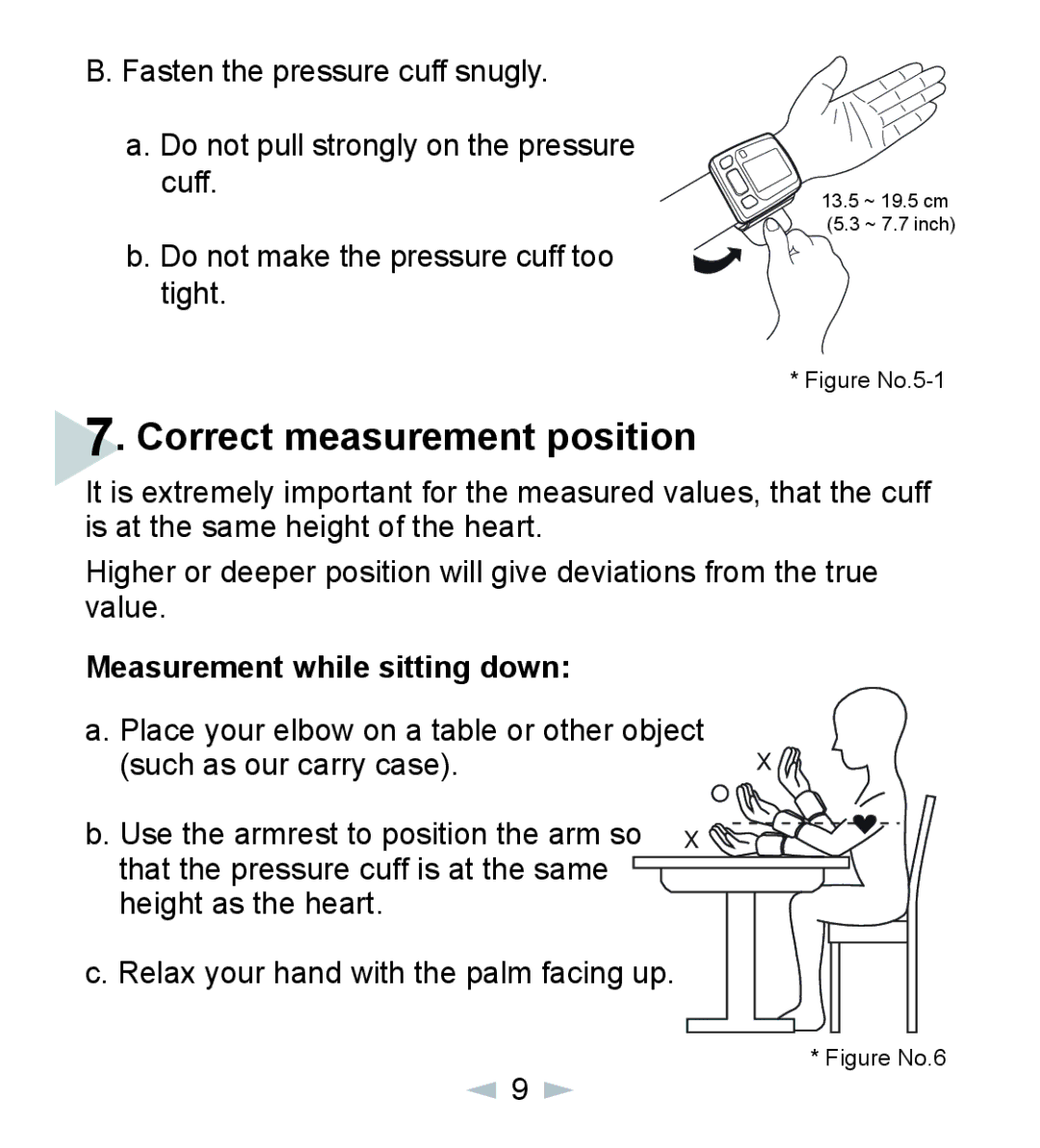 Citizen CH-618 manual Correct measurement position, Measurement while sitting down 