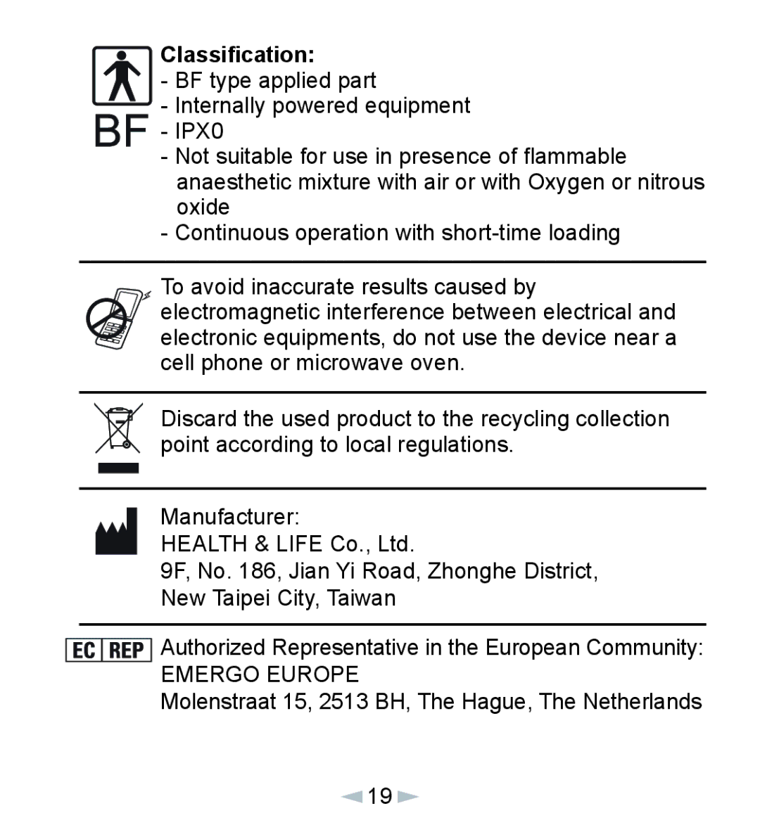 Citizen CH-618 manual Classiﬁcation 