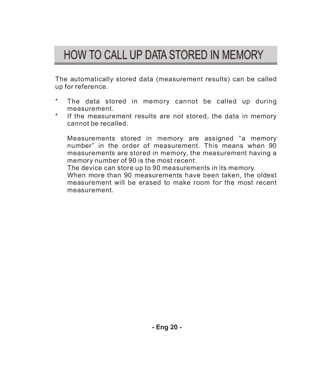 Citizen CH-671F instruction manual HOW to Call UP Data Stored in Memory 