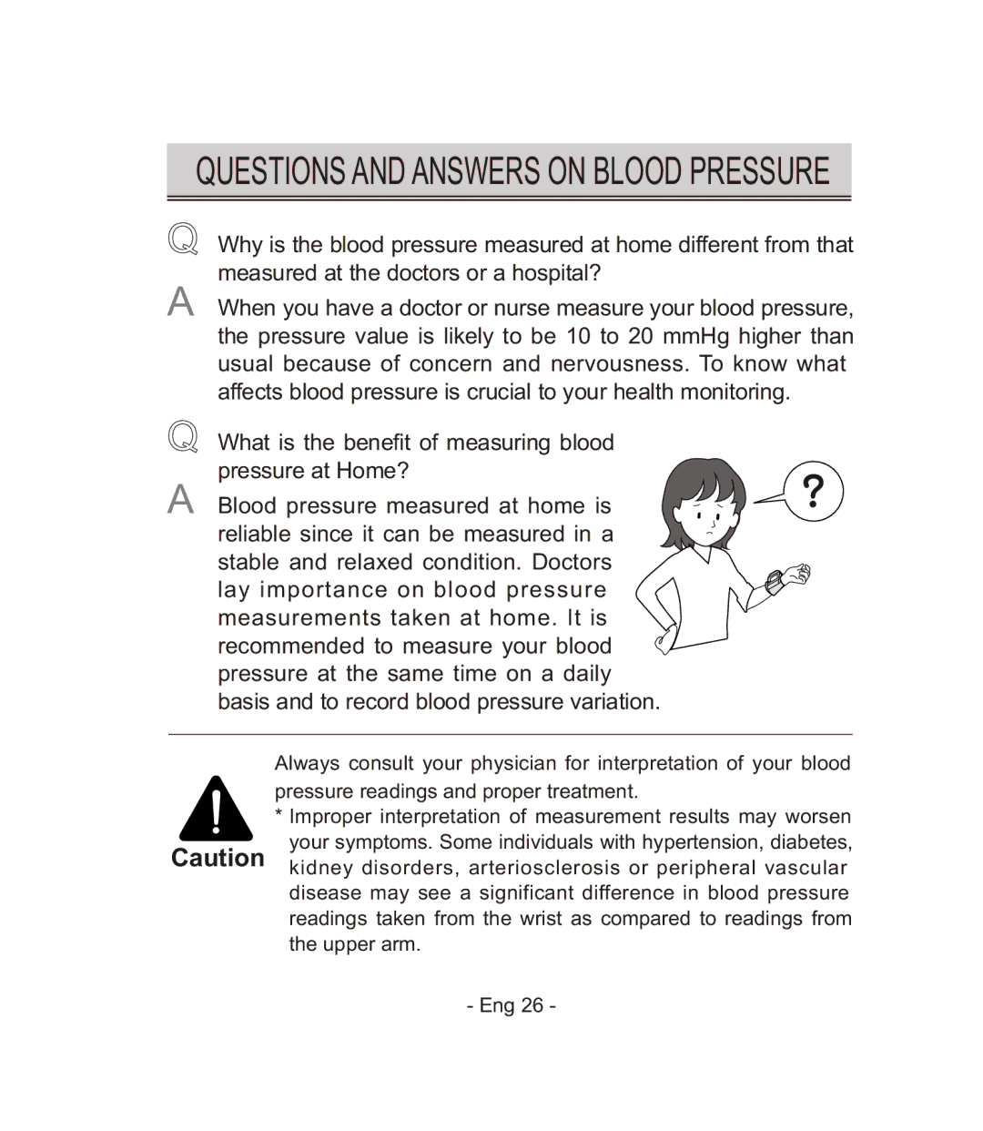 Citizen CH-671F instruction manual Questions and Answers on Blood Pressure 