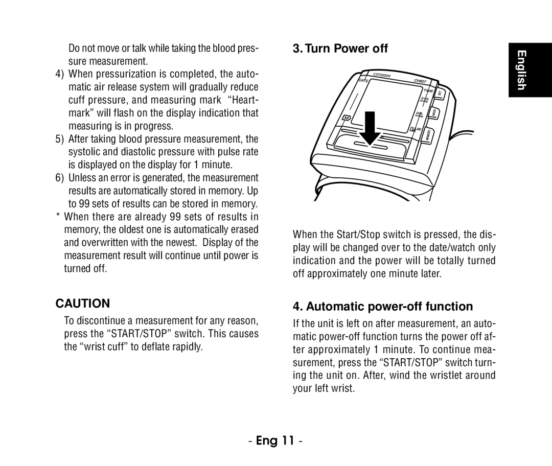 Citizen ch607 instruction manual Turn Power off, Automatic power-off function 
