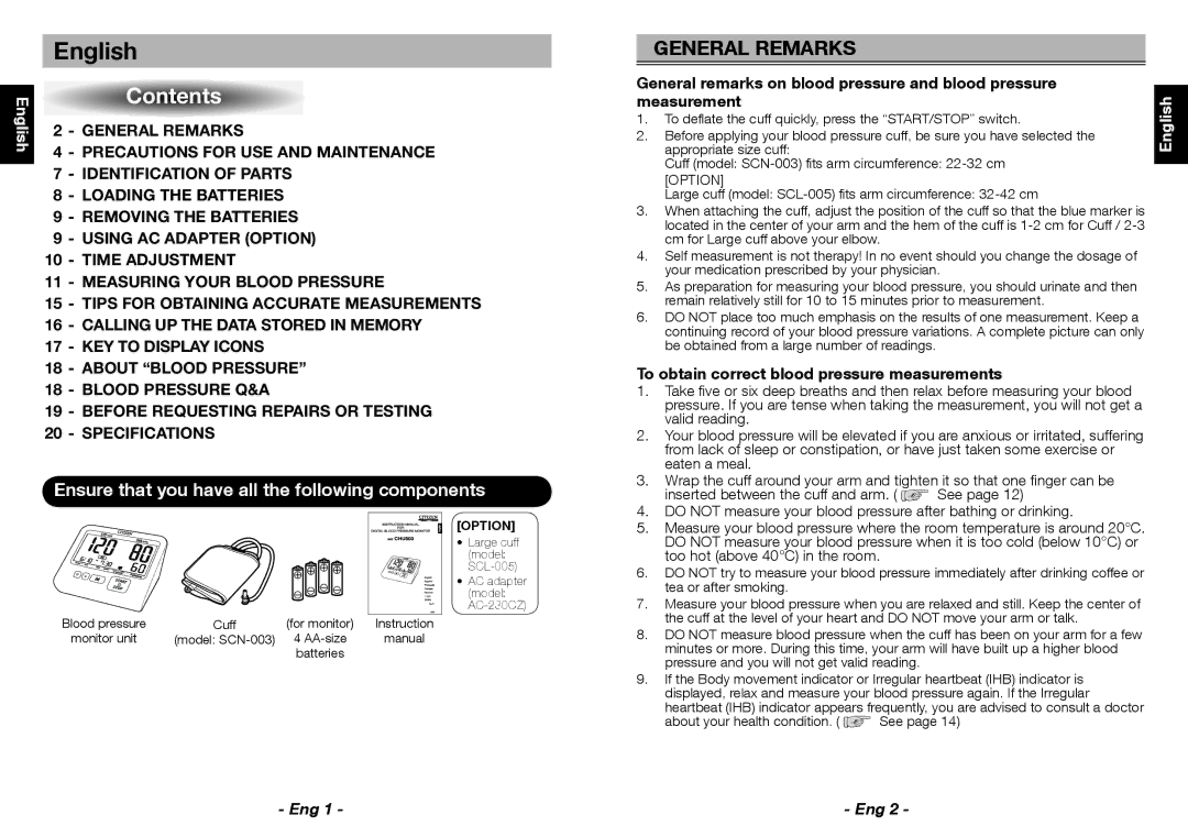 Citizen CHU503 instruction manual English 