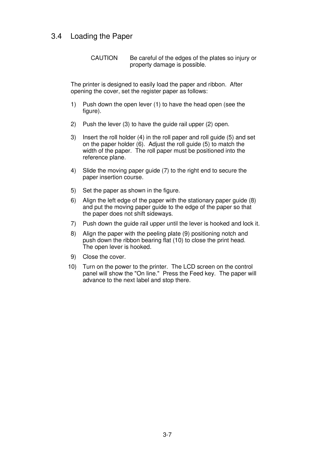 Citizen CLP-2001 user manual Loading the Paper 