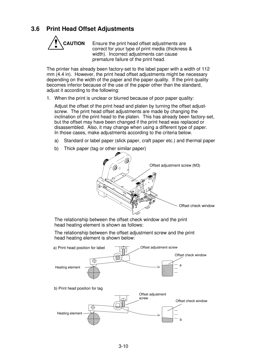 Citizen CLP-2001 user manual Print Head Offset Adjustments 