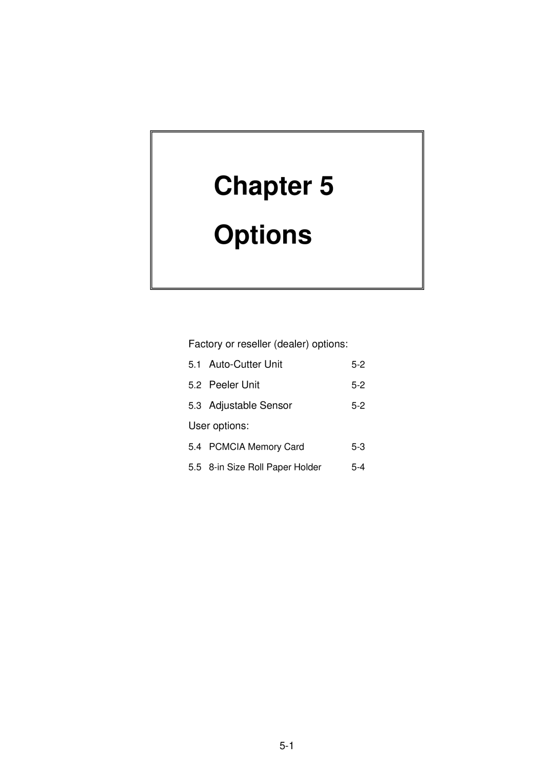 Citizen CLP-2001 user manual Chapter Options 