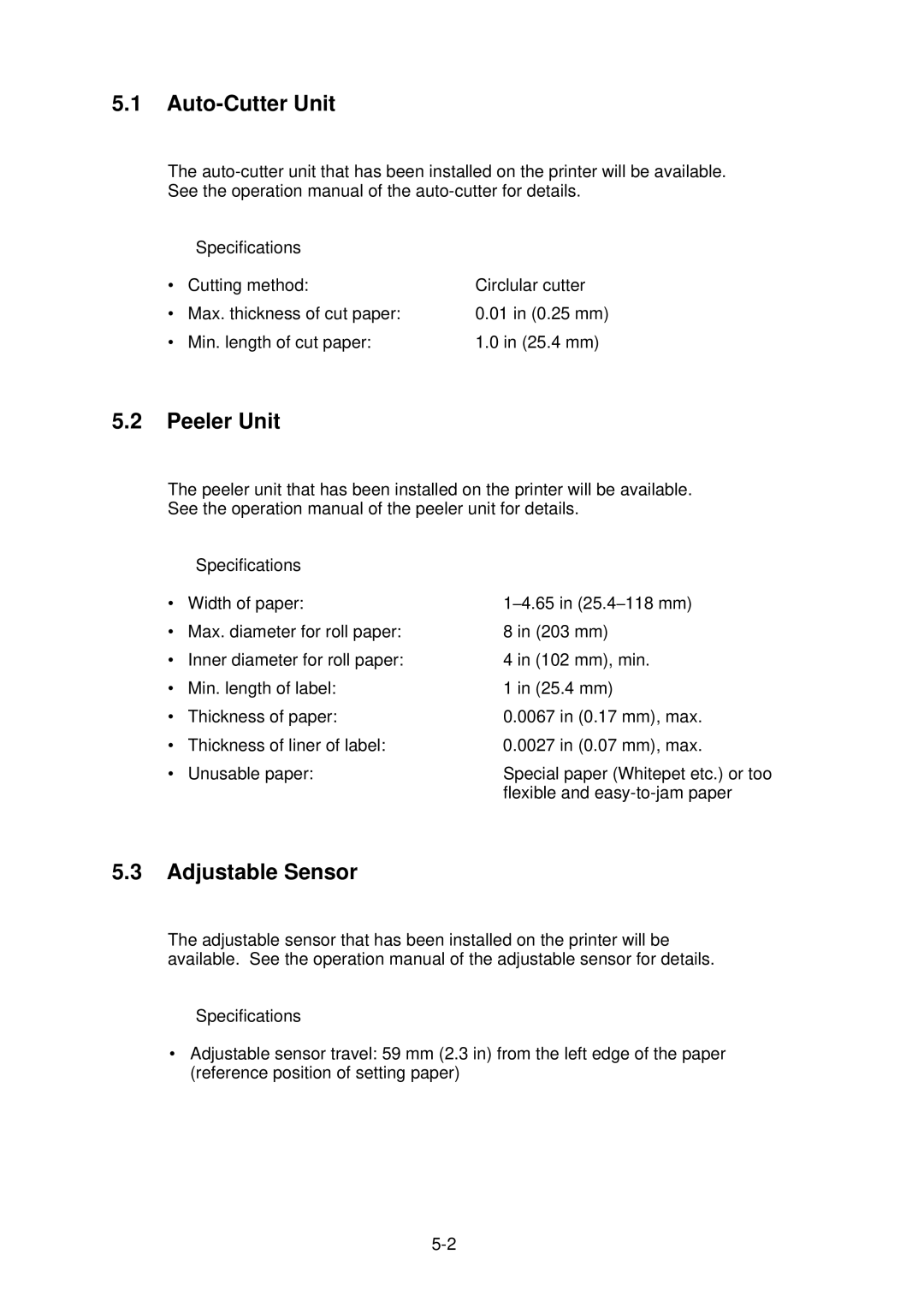 Citizen CLP-2001 user manual Auto-Cutter Unit, Peeler Unit, Adjustable Sensor 