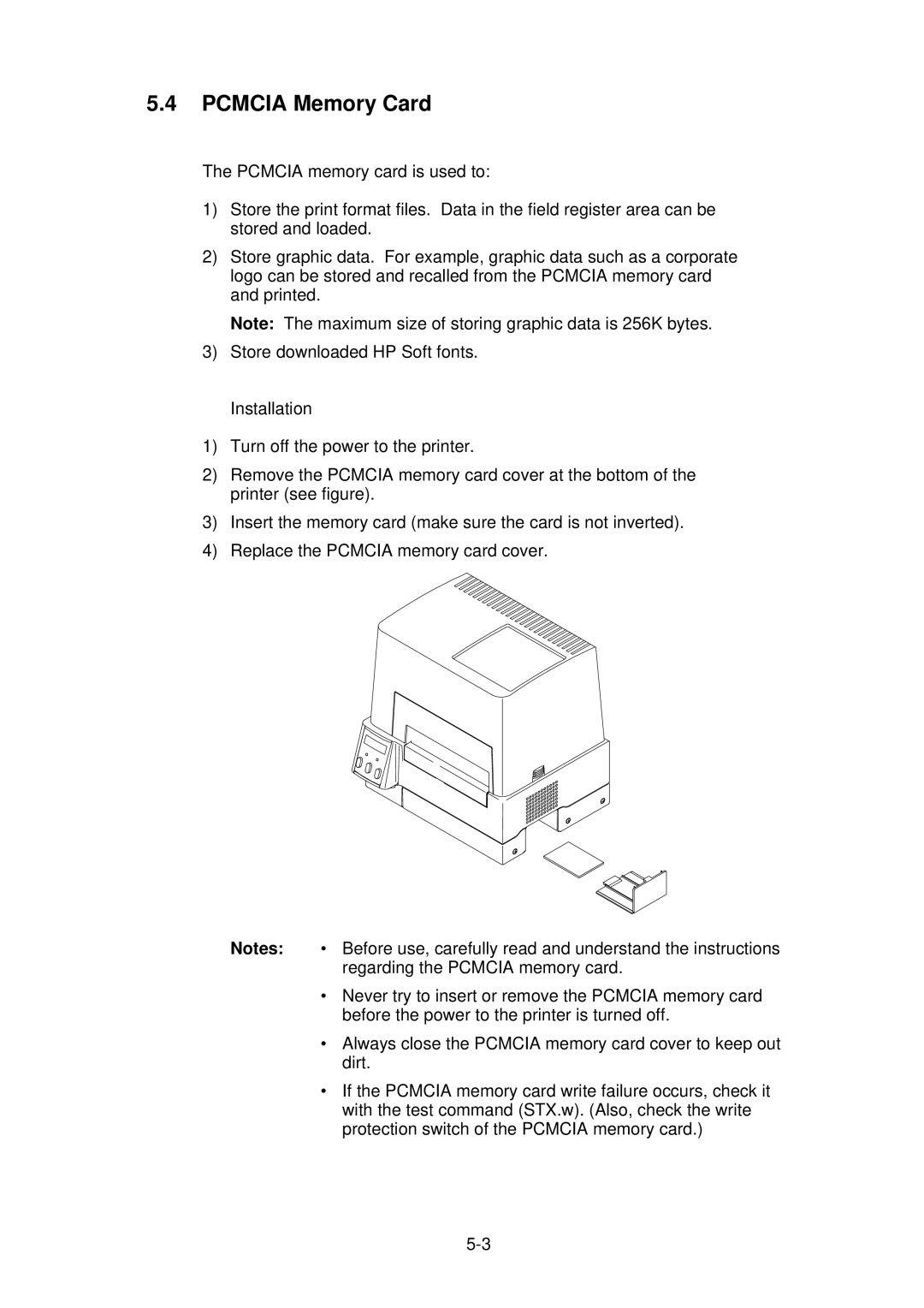 Citizen CLP-2001 user manual Pcmcia Memory Card 