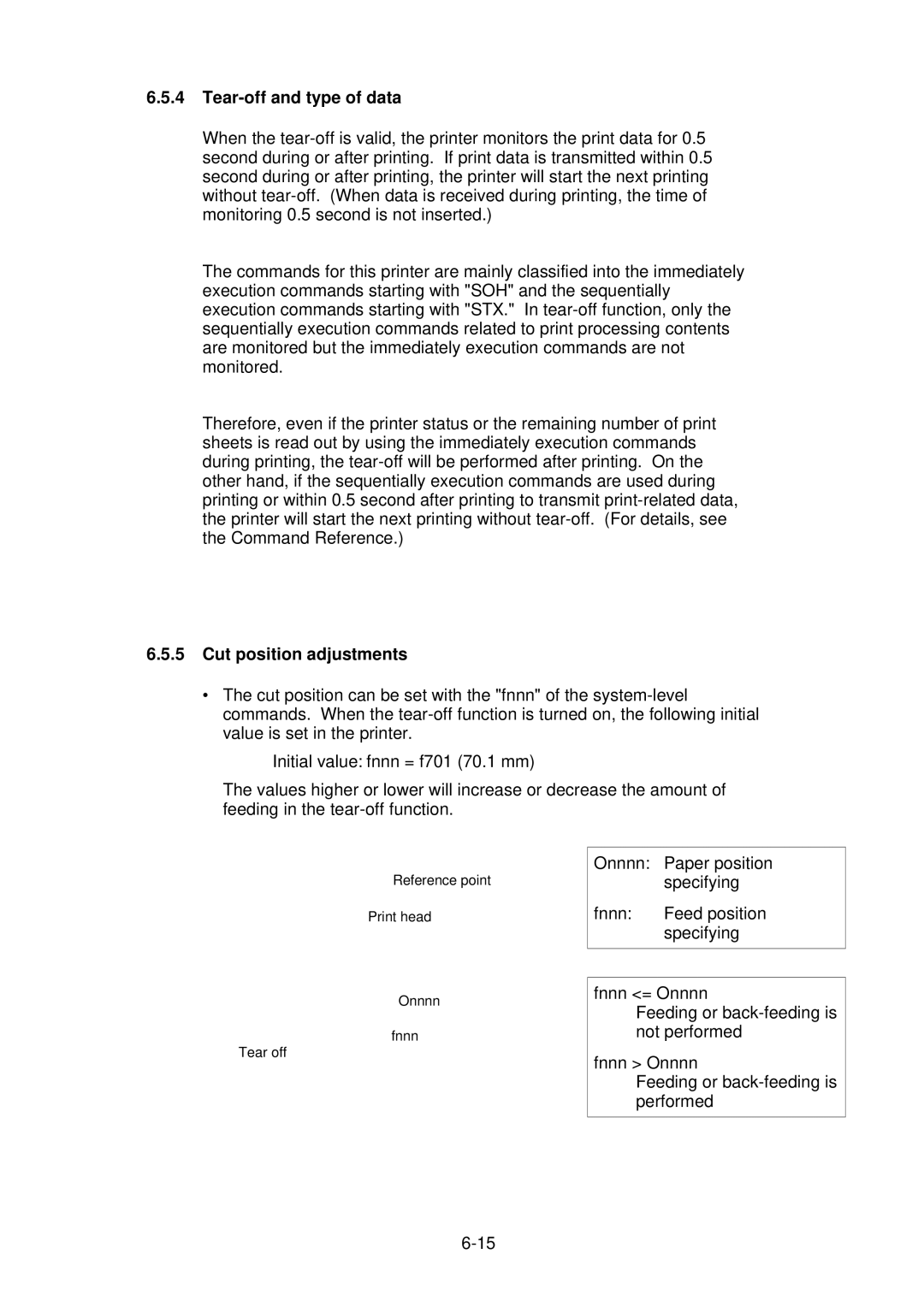 Citizen CLP-2001 user manual Tear-off and type of data, Cut position adjustments 