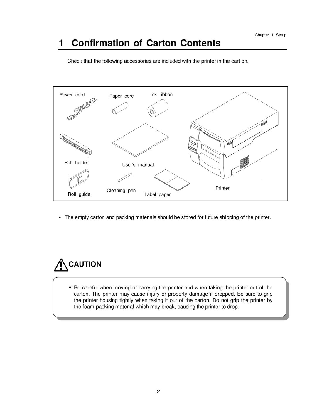 Citizen CLP-7401, CLP-7001, CLP-7002 user manual Confirmation of Carton Contents 