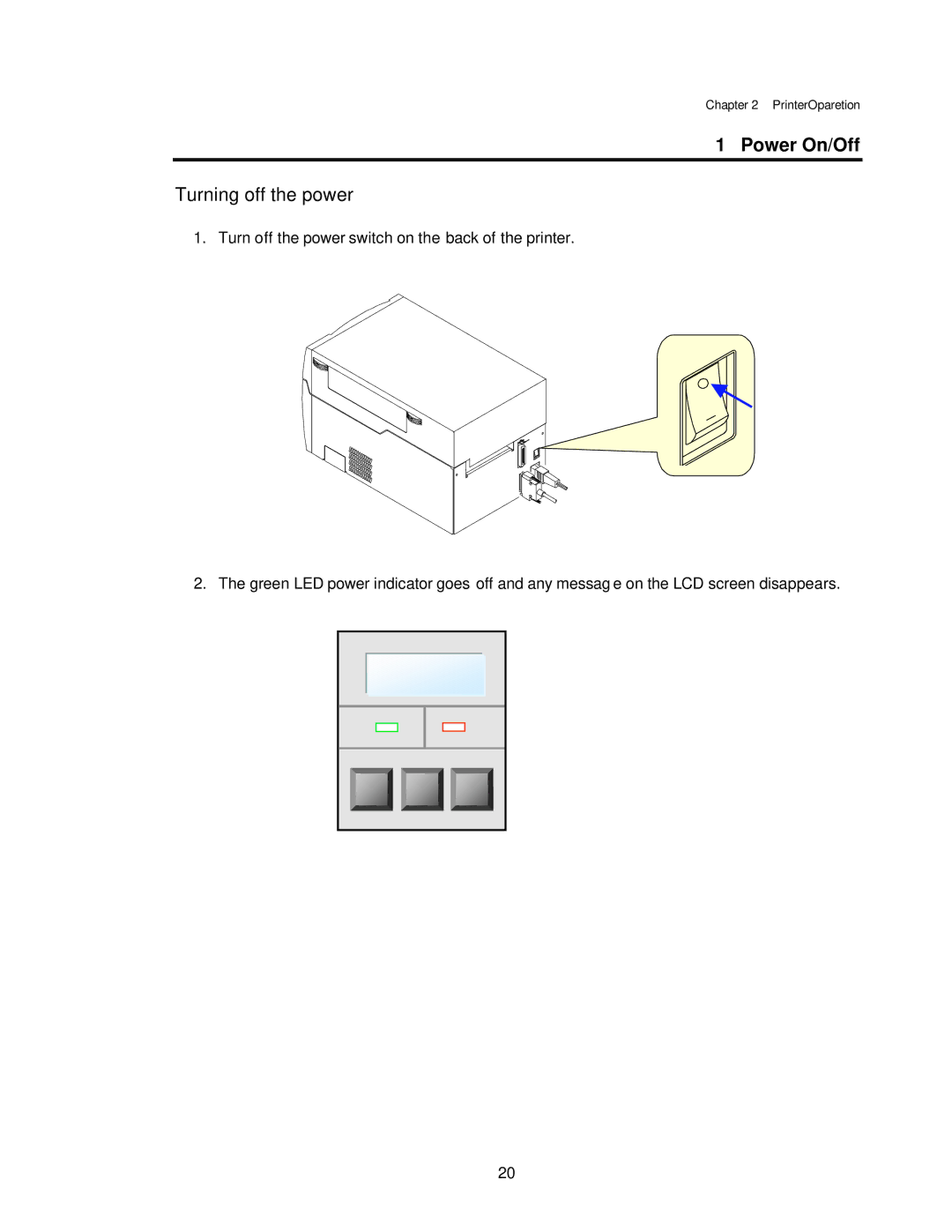 Citizen CLP-7002, CLP-7401, CLP-7001 user manual Power On/Off, Turning off the power 