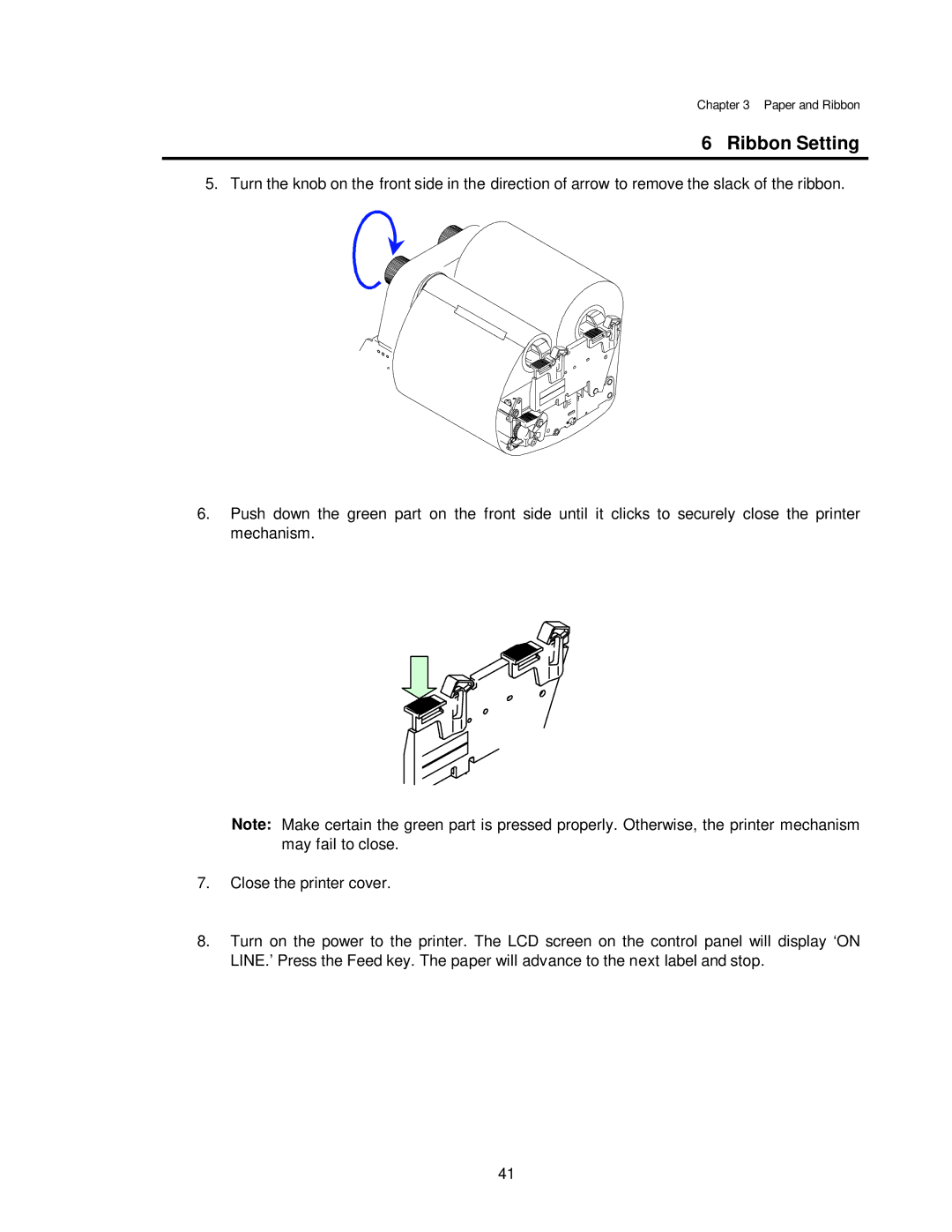 Citizen CLP-7401, CLP-7001, CLP-7002 user manual Ribbon Setting 