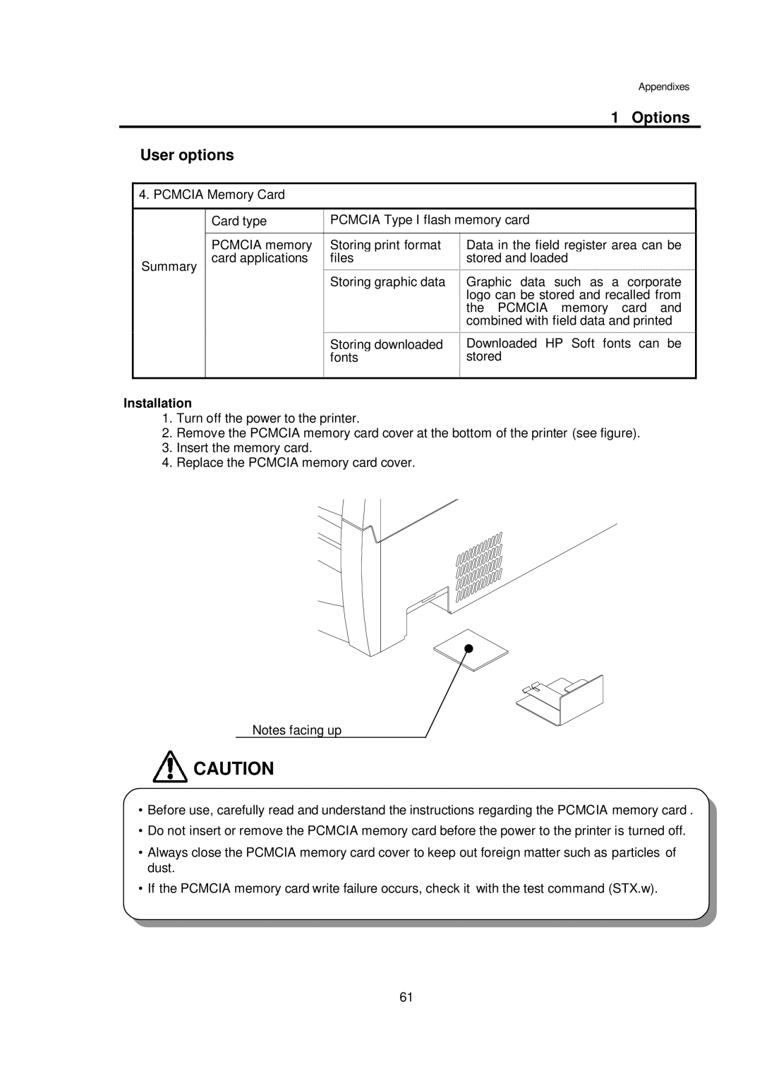 Citizen CLP-7002, CLP-7401, CLP-7001 user manual Options User options, Installation 