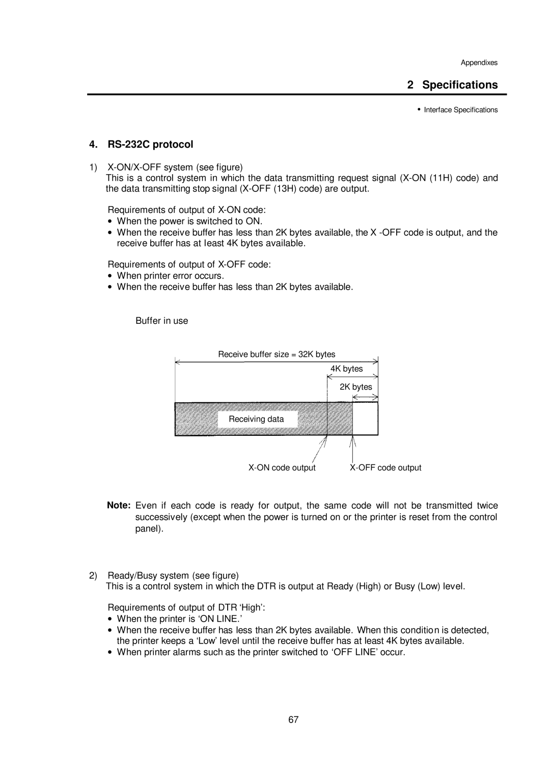 Citizen CLP-7002, CLP-7401, CLP-7001 user manual RS-232C protocol 