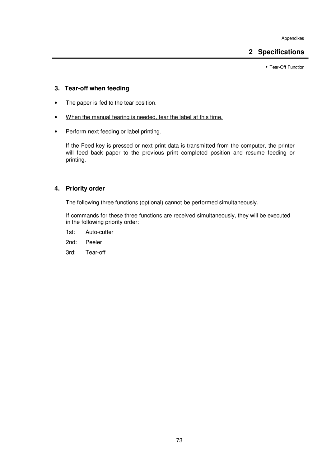 Citizen CLP-7002, CLP-7401, CLP-7001 user manual Tear-off when feeding 