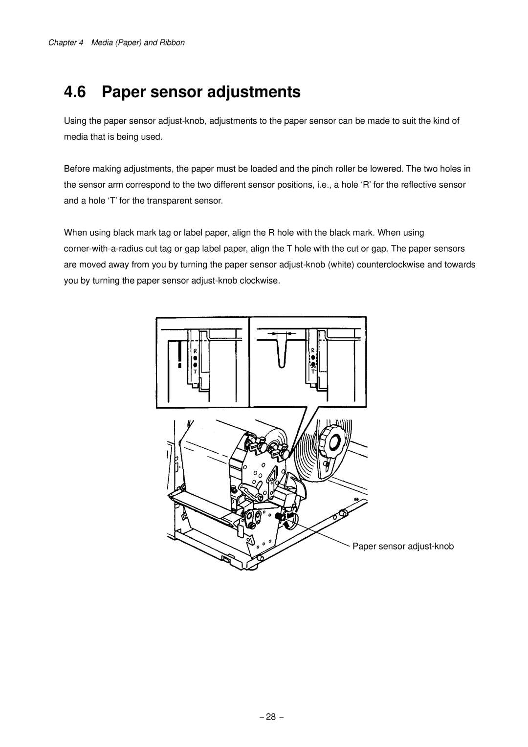 Citizen CLP-9301, CLP-9001 user manual Paper sensor adjustments 