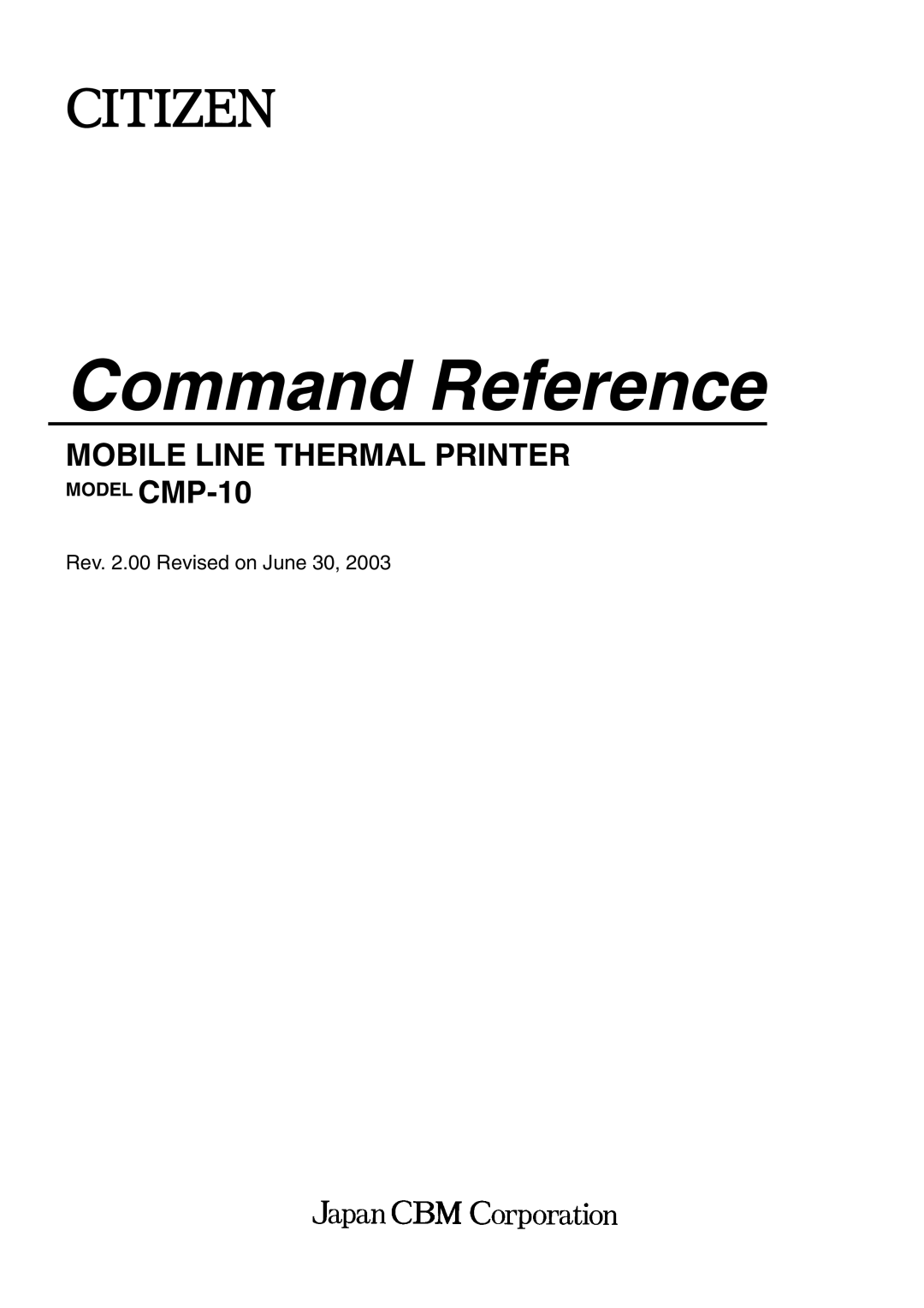 Citizen CMP-10 manual Command Reference 