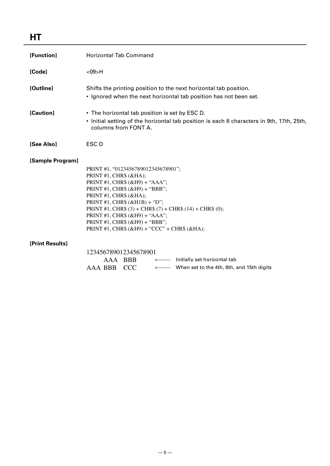 Citizen CMP-10 manual Sample Program, Print Results 