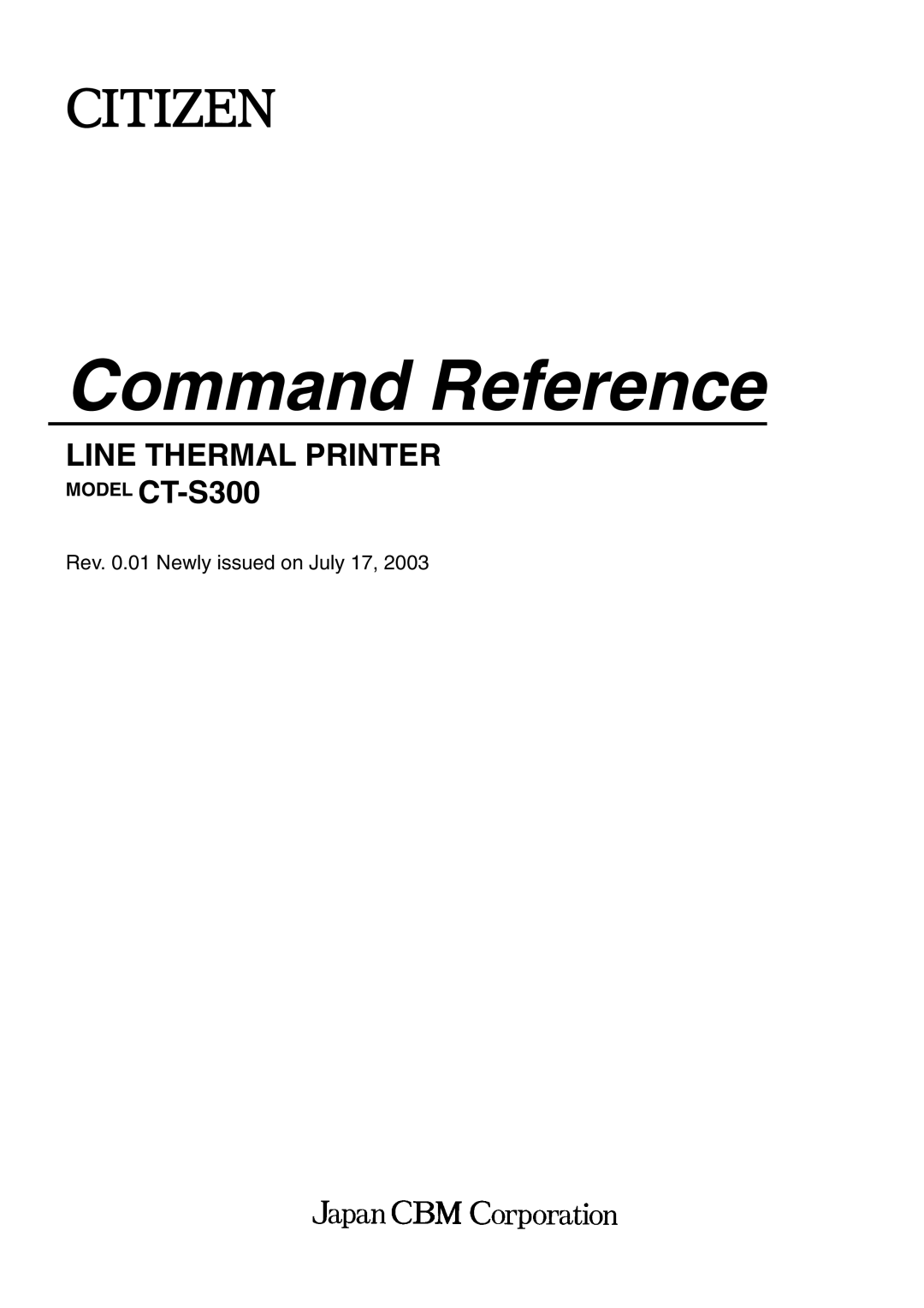 Citizen CT-S300 manual Command Reference 