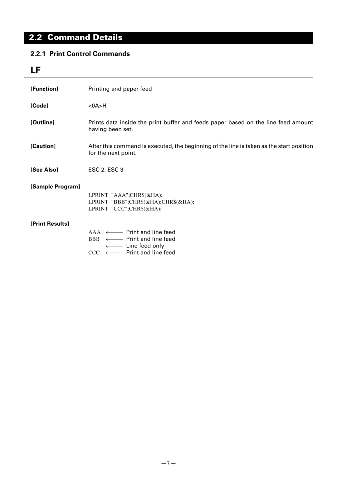 Citizen CT-S300 manual Command Details, Sample Program 