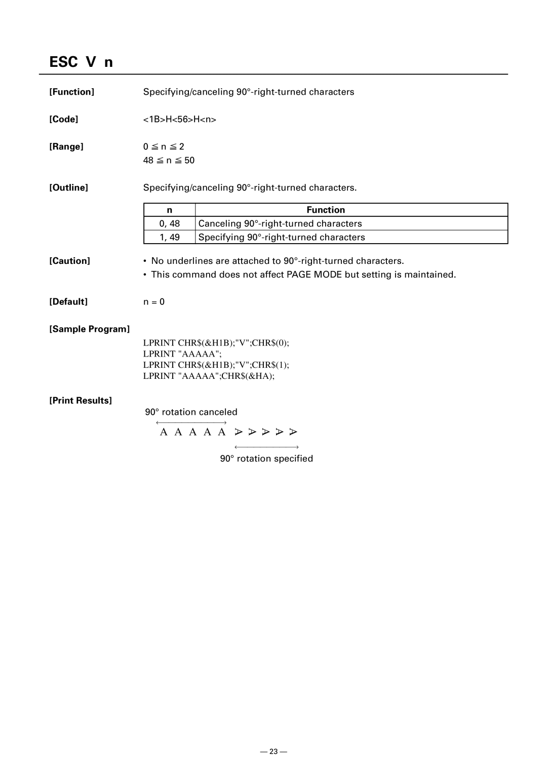 Citizen CT-S300 manual ESC V n, Default Sample Program 