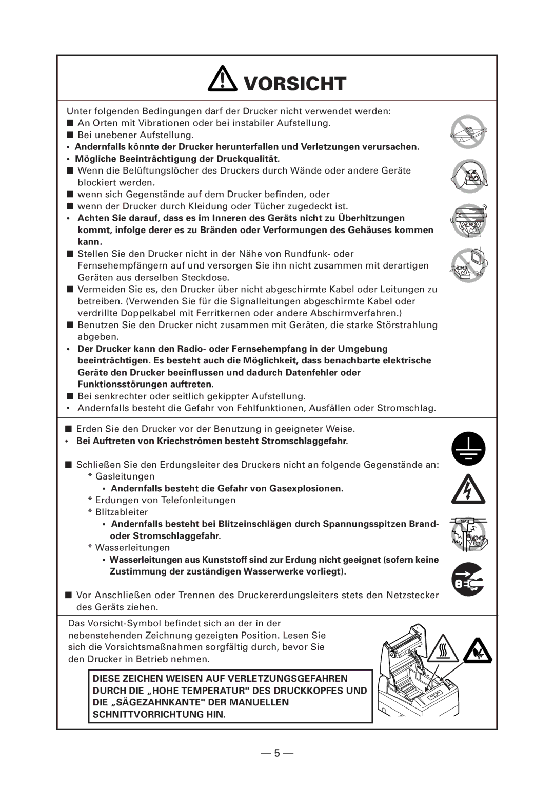 Citizen CT-S4000DC user manual Bei Auftreten von Kriechströmen besteht Stromschlaggefahr 