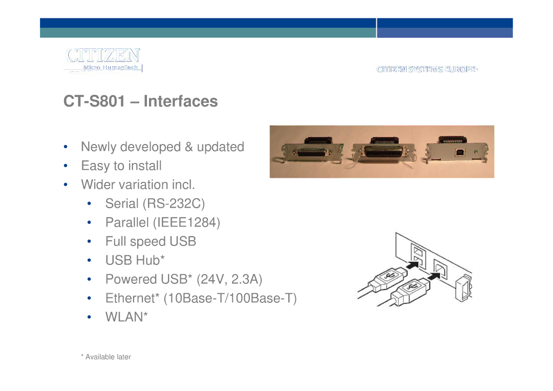 Citizen manual CT-S801 Interfaces 