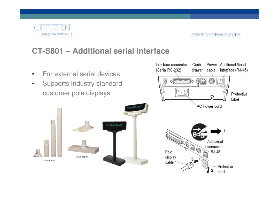 Citizen manual CT-S801 Additional serial interface 