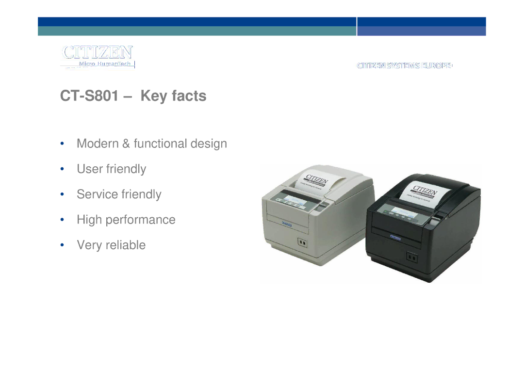 Citizen manual CT-S801 Key facts 